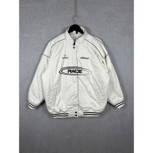 Divided by H&M Size M Bomber Jacket RACER Y2K Detroit Motorcross White